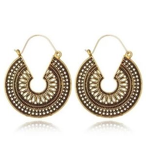 New Vintage Ethnic Earring Geometric Antique Gold